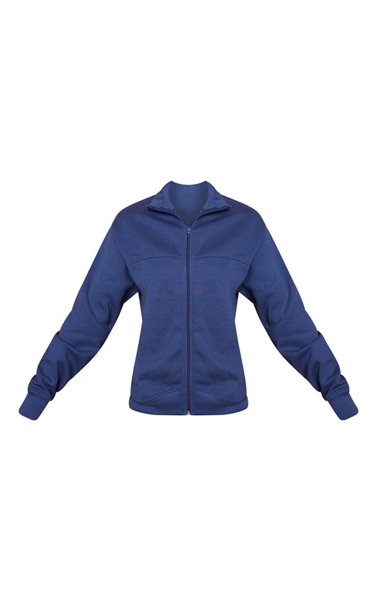 Petrol Blue Seam Detail Zip Through Track Top image 5