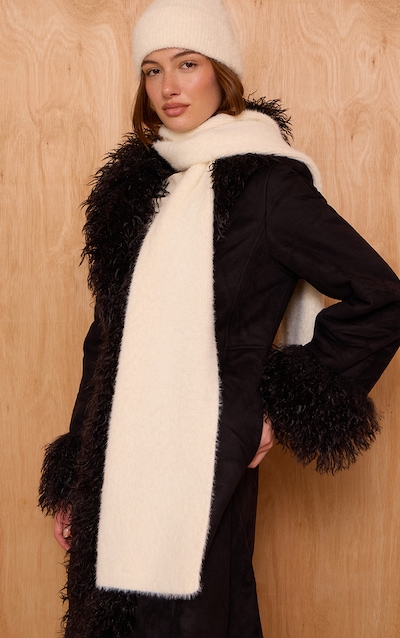 Cream Eyelash Knit Scarf