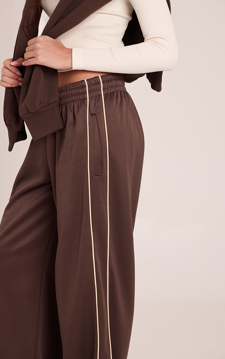 Chocolate Tricot Wide Leg Side Stripe Track Pants image 4