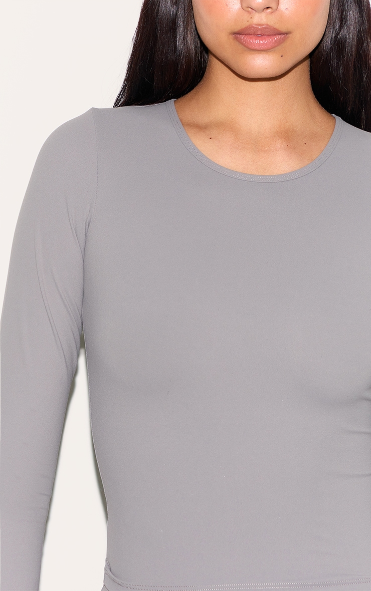 Tall Charcoal Snatched Sculpt Long Sleeve Top image 4