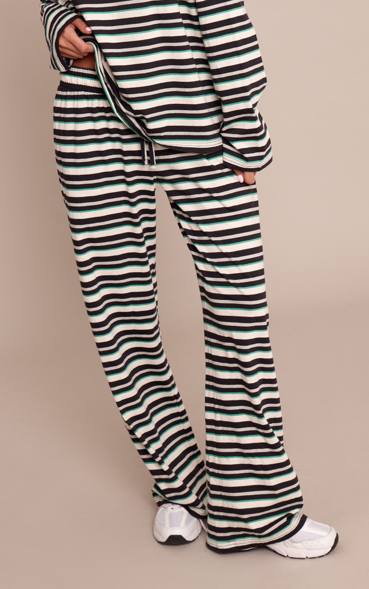 Black Stripe Wide Leg Drawstring Pants image 2