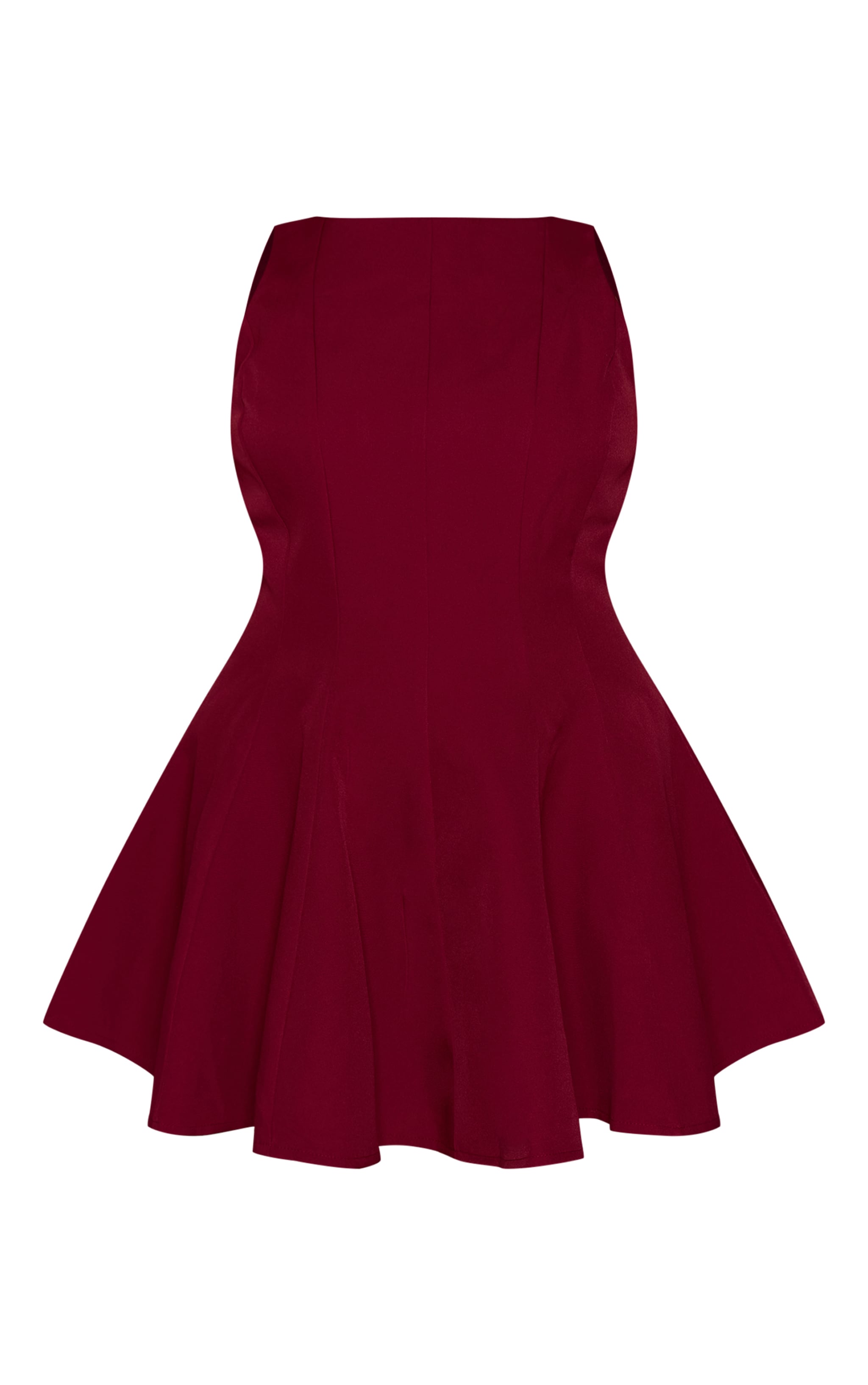 Plus Burgundy Woven Pleated Slash Neck Shift Dress image 5