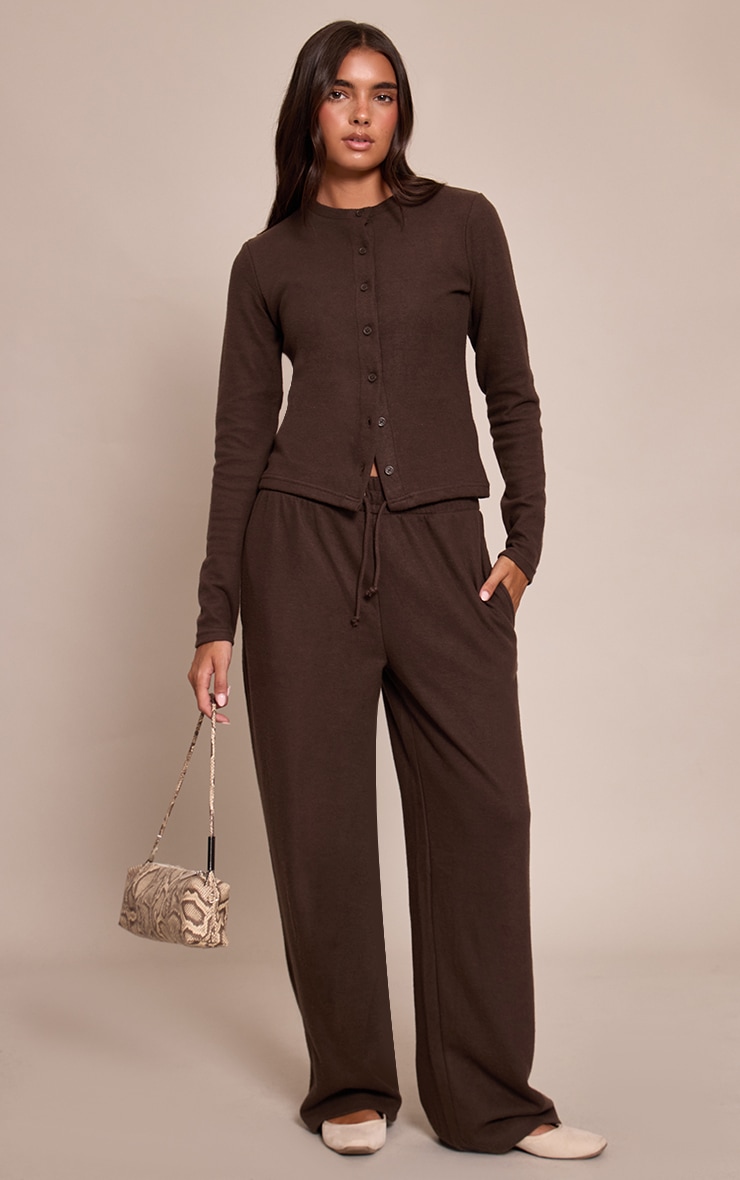 Chocolate Soft Touch Button Down Top image 3