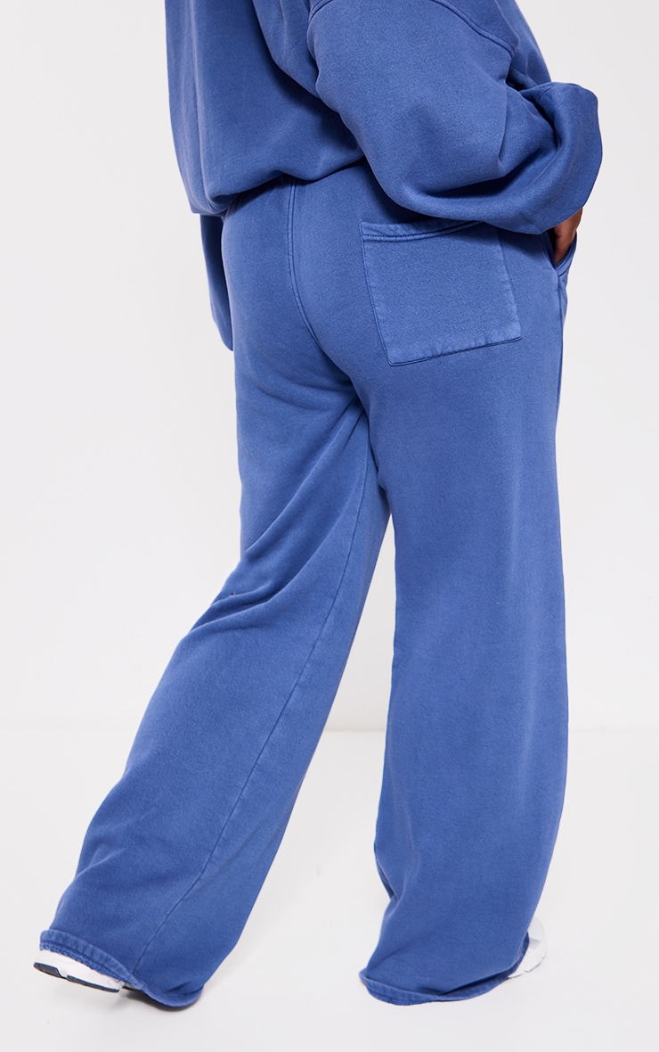 PRETTYLITTLETHING Plus Washed Blue Embroidered Sweatpants image 2