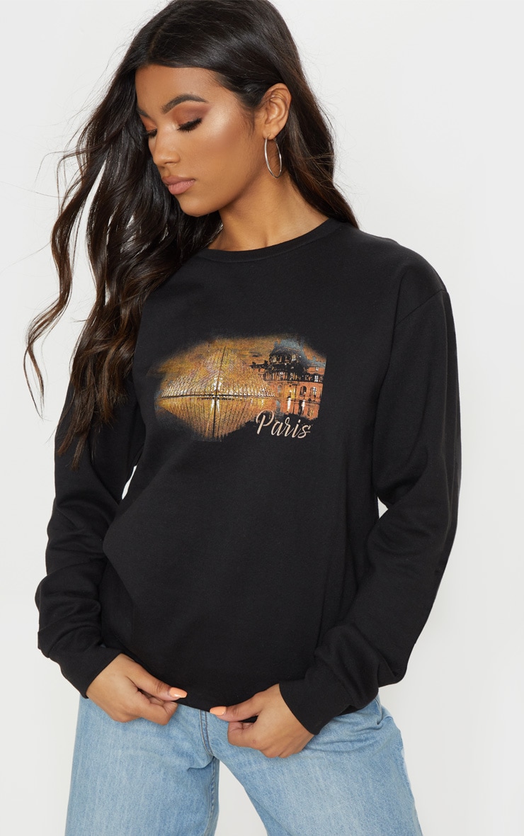 Black Louvre Print Sweatshirt image 1