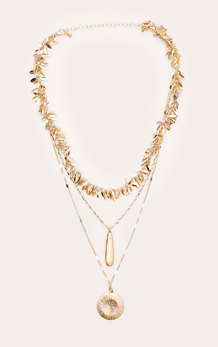 Gold Layered Tassel Chain Multi Pendant Necklace image 2