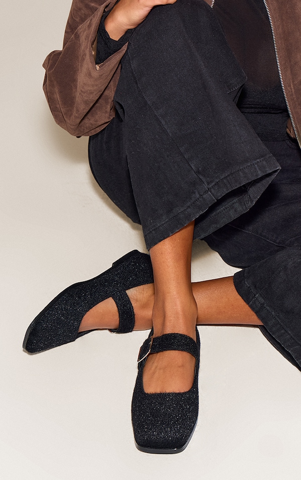 Black Pony Hair Mary Jane Ballet Flats