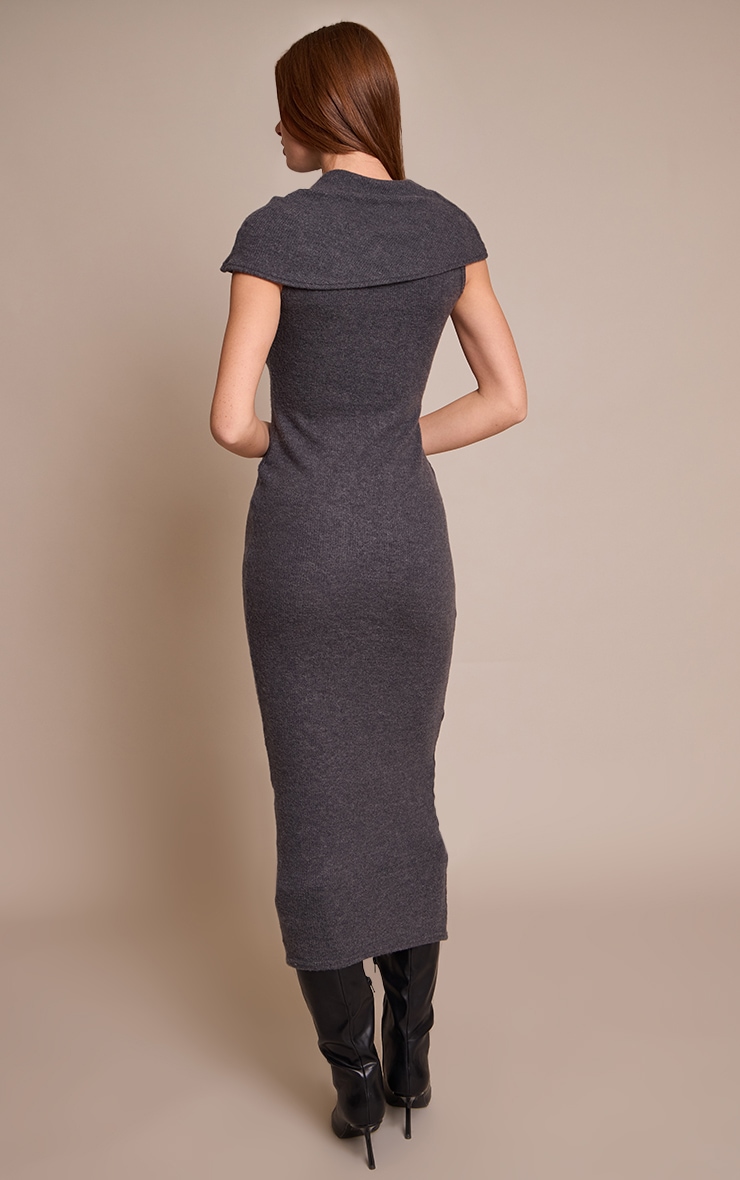 Charcoal Ruched Neck Sleeveless Maxi Dress image 2