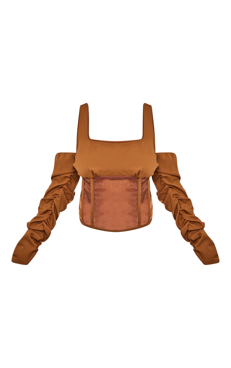 Plus Chocolate Organza Corset Top image 5