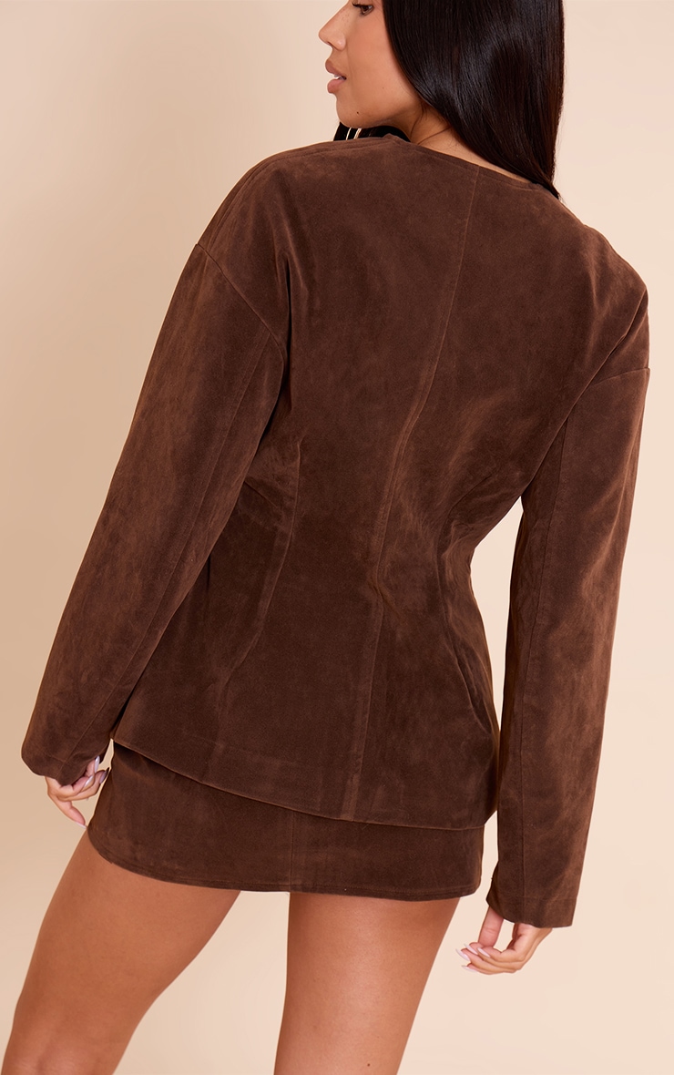 Dark Brown Suede Mini Skirt image 3