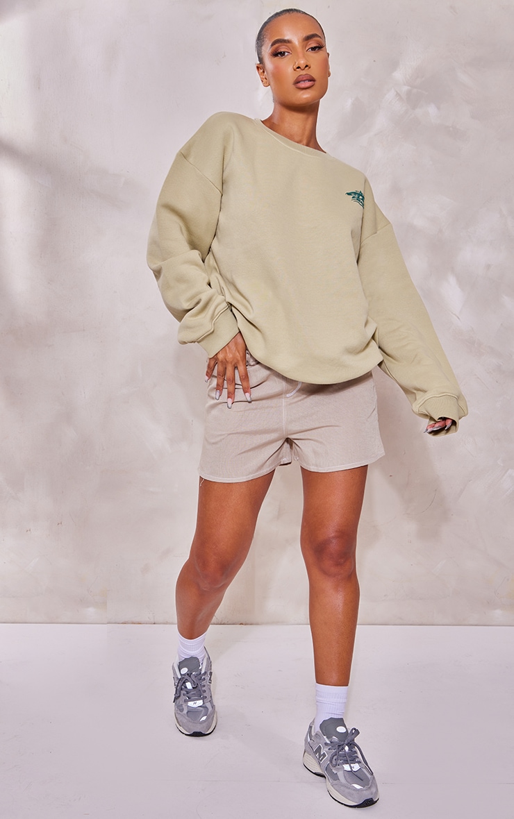Sweat vert sauge à imprimé Design Studio en relief image 3