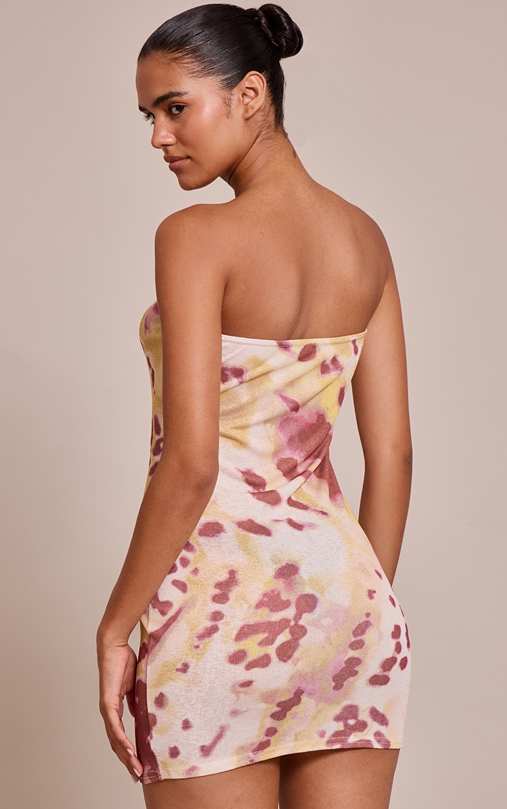 Multi Abstract Print Onion Skin Bandeau Mini Dress image 2