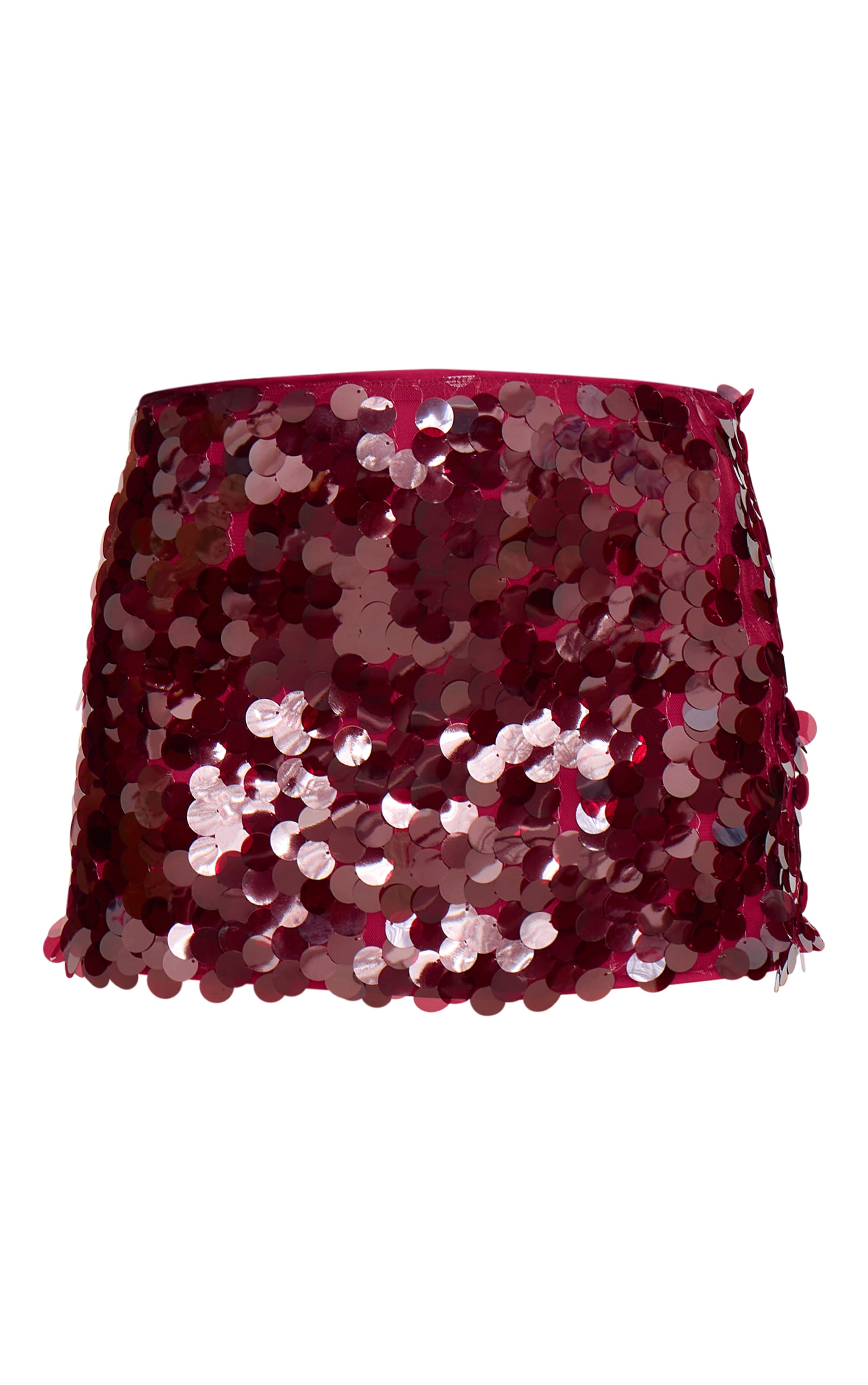 Burgundy Disc Sequin Mini Skirt image 6