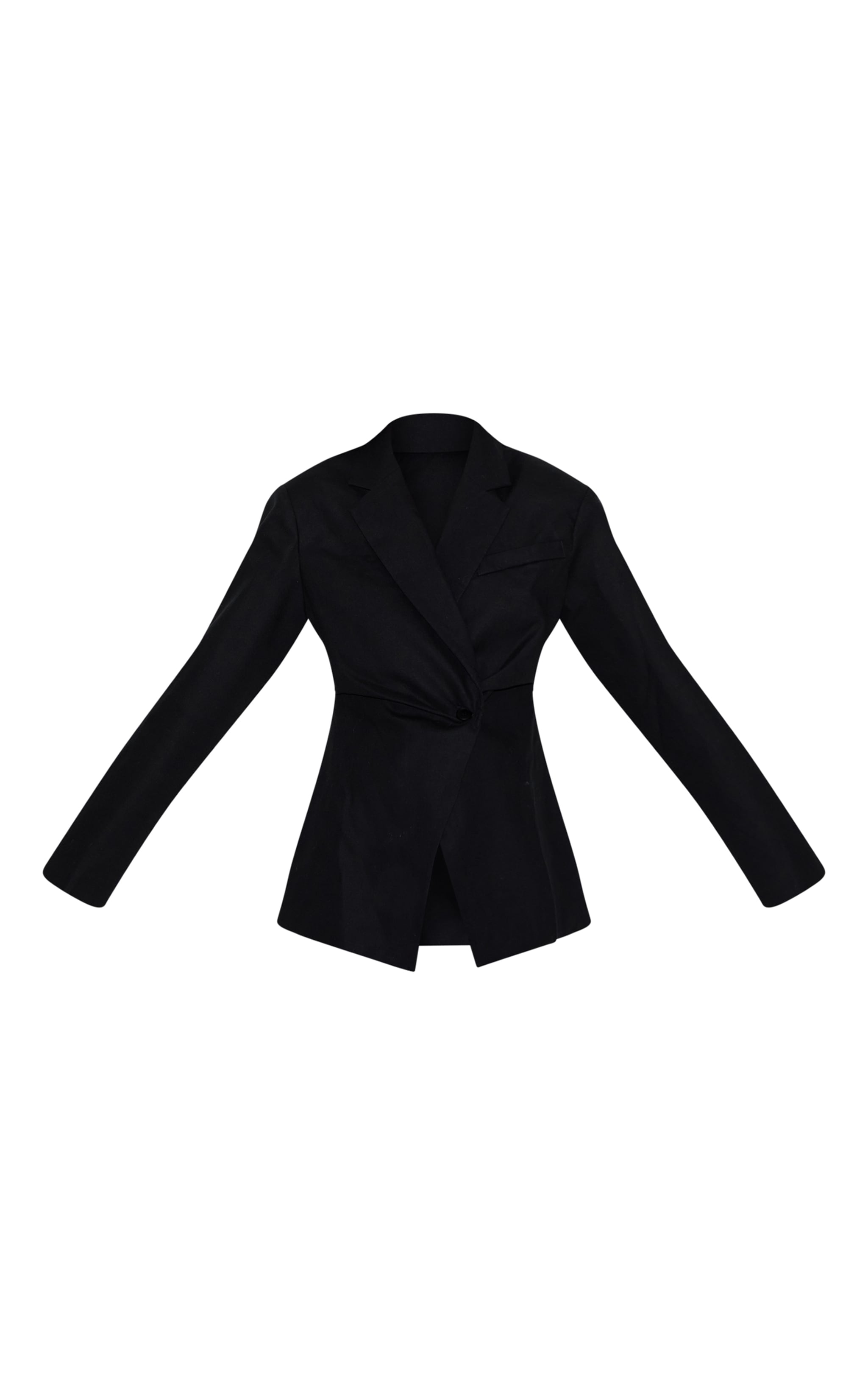 Black Linen Tailored Cinched Waist Blazer image 5