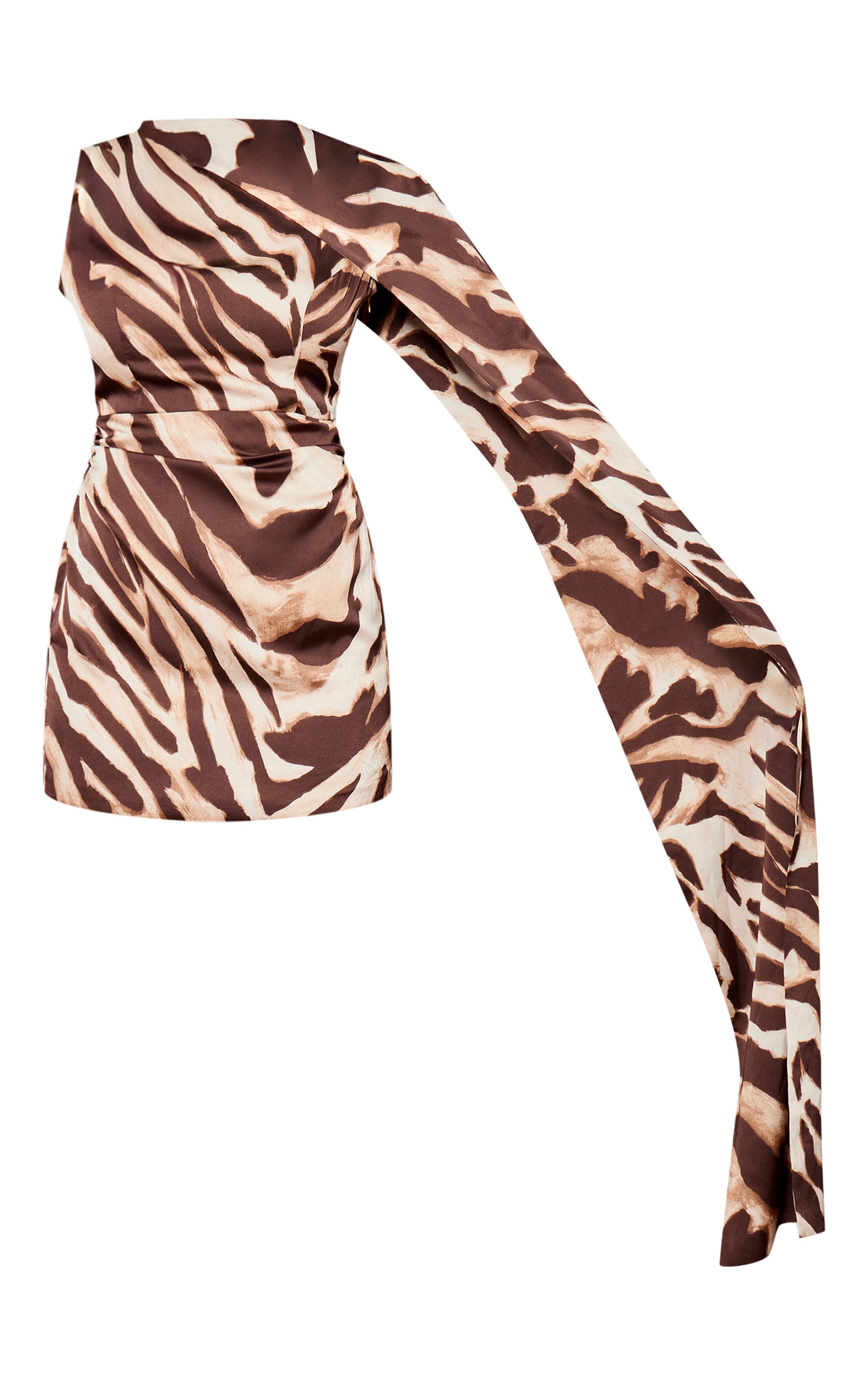 Brown Zebra Print Drape Detail Bodycon Mini Dress image 5