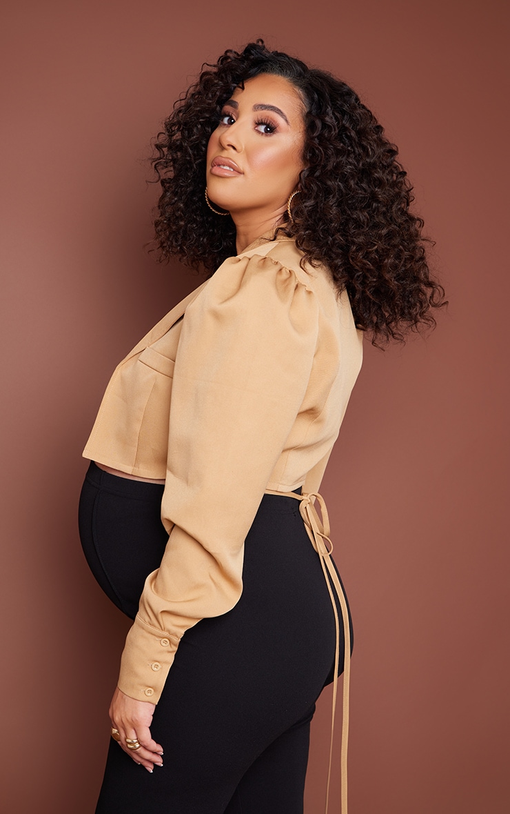 Maternity Stone Cropped Wrap Around Blazer image 2