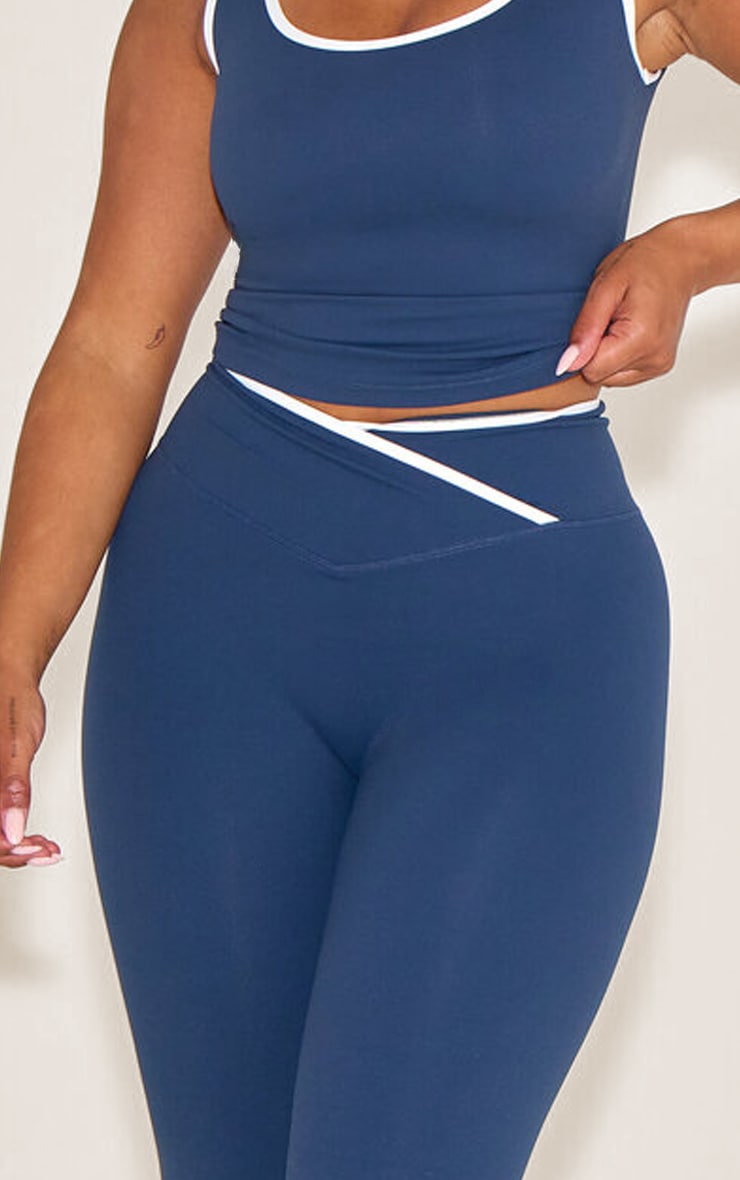 SHAPE NAVY ACTIVE CONTRAST BINDING WRAP WAISTBAND LEGGINGS image 4