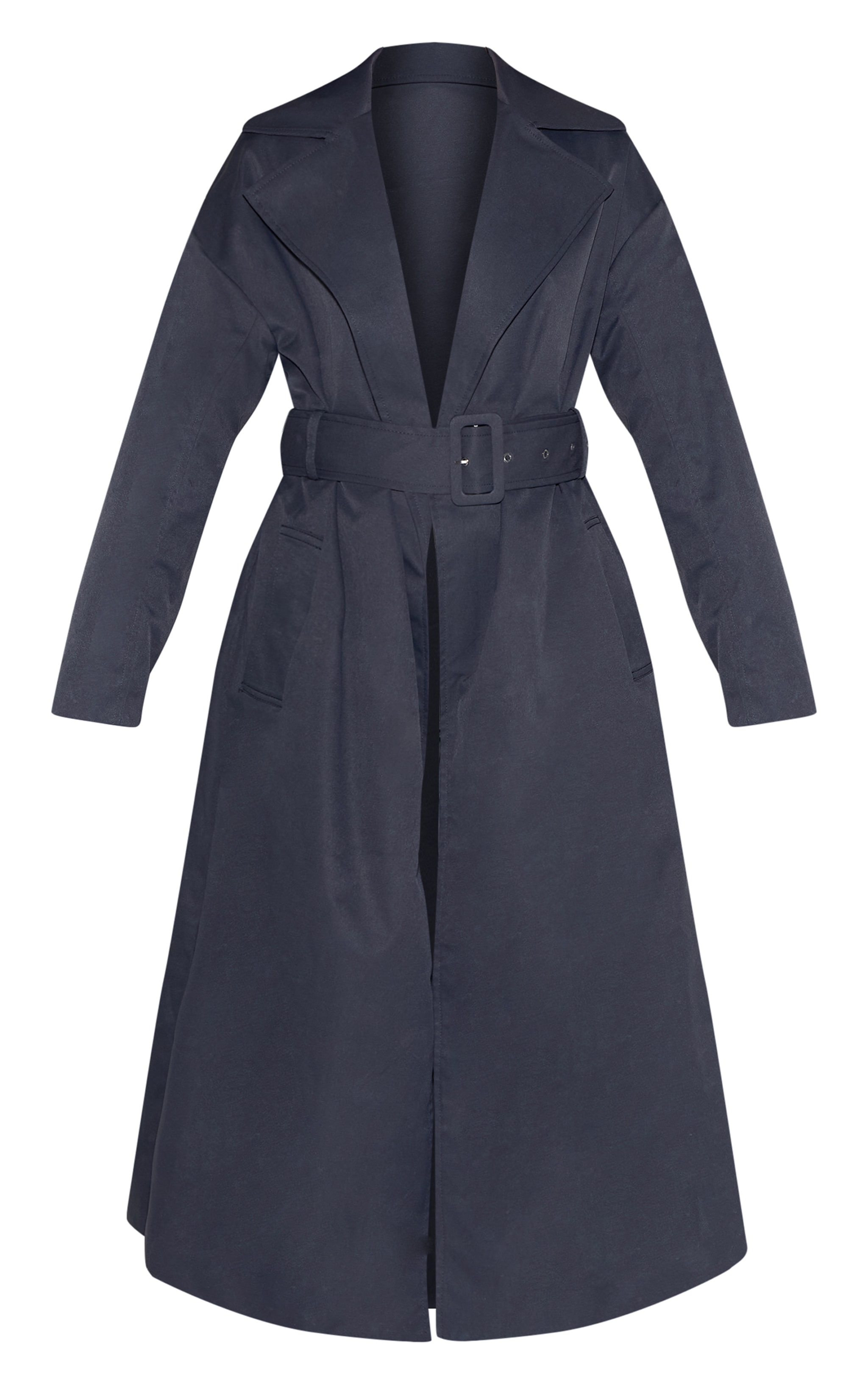 Petite Charcoal Tie Waist Trench Coat image 5