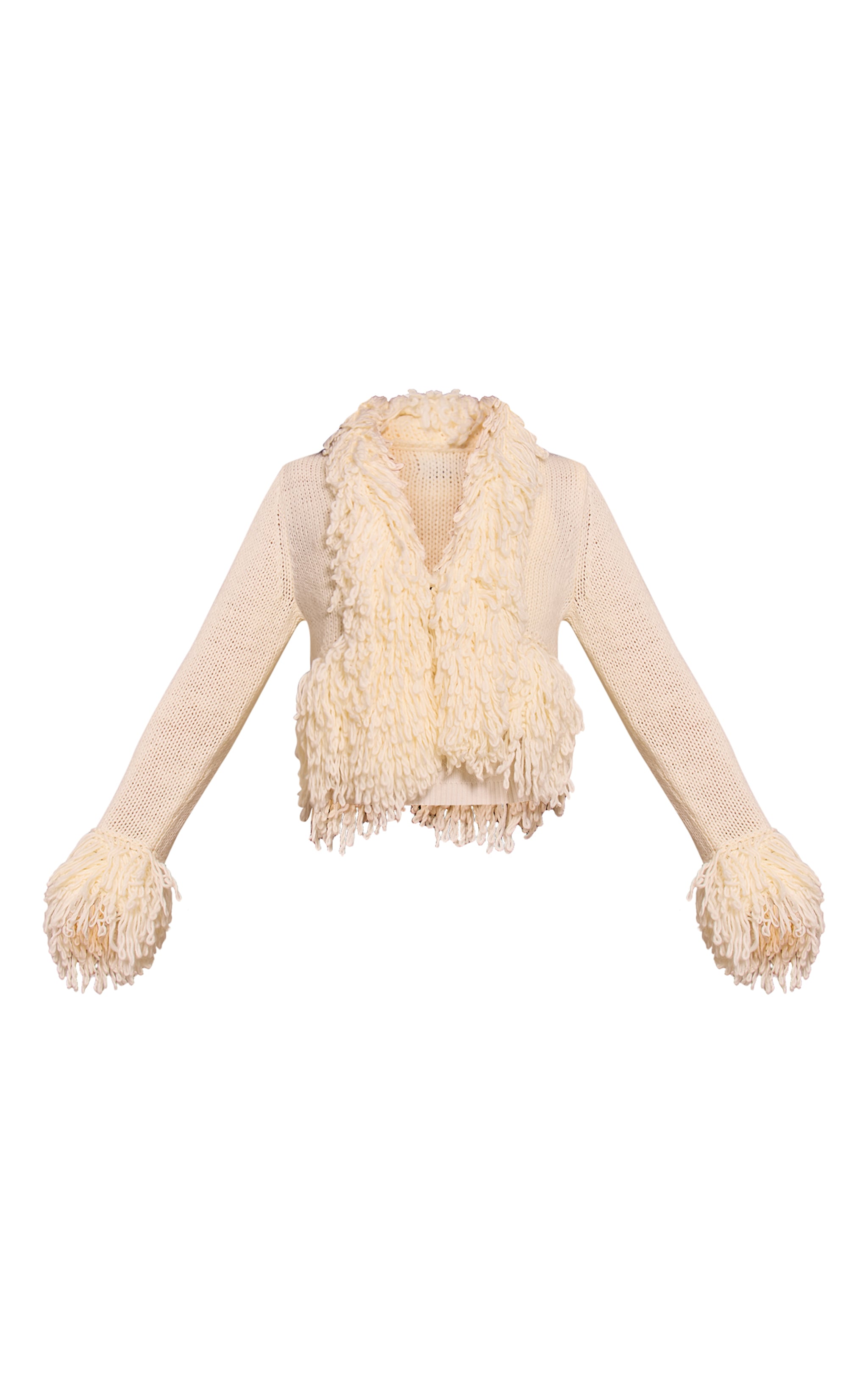 Petite Cream Loop Knit Edge Cardigan image 5
