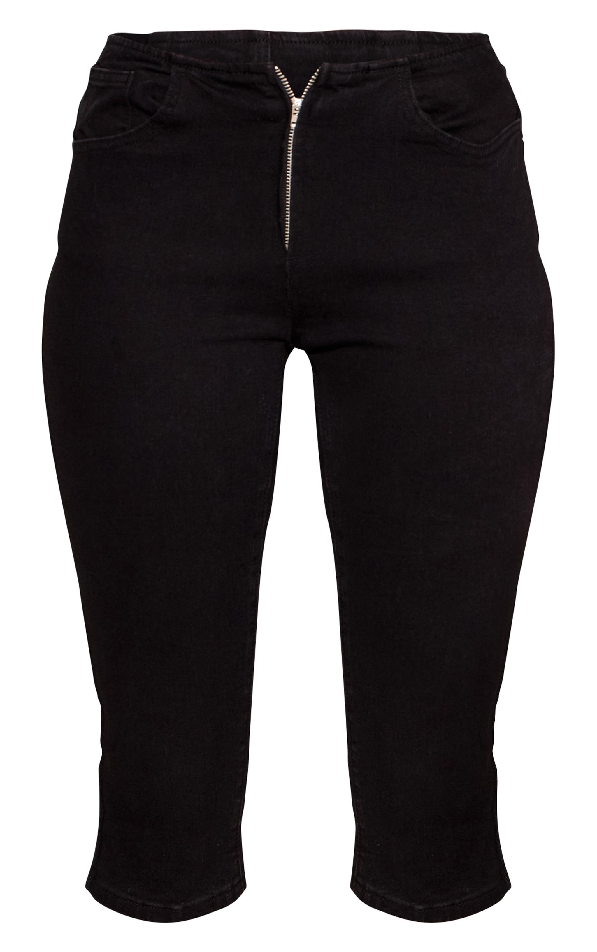 Black Denim Low Rise Capri image 6