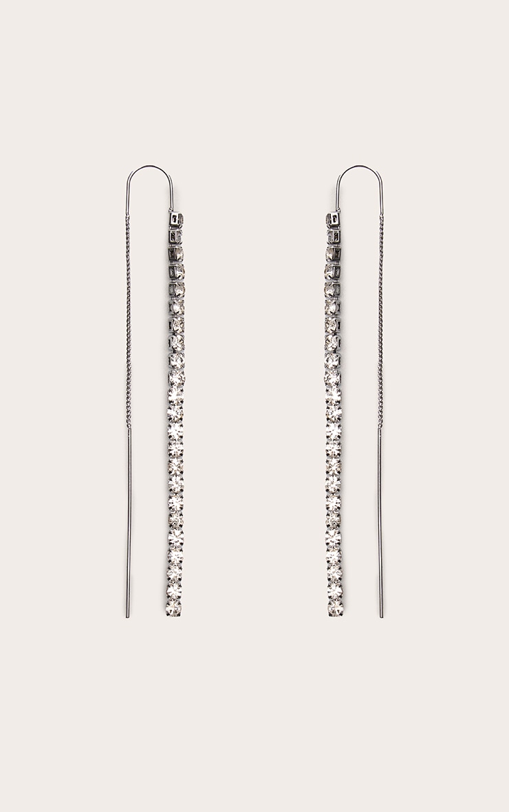 Silver Diamante Drop Hook Earrings image 2