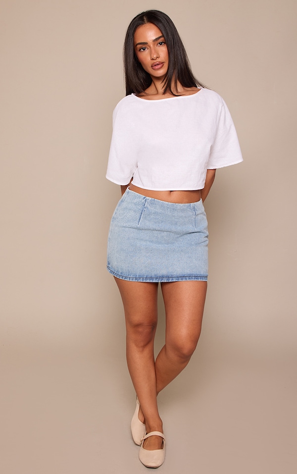Petite Light Blue Denim Mini Skirt