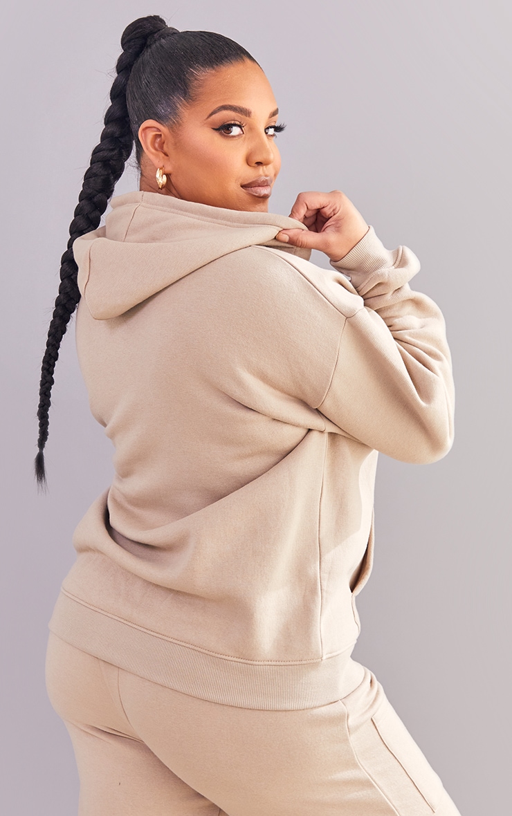 PRETTYLITTLETHING  Plus Stone Printed Extreme Oversized Zip Through Hoodie image 2
