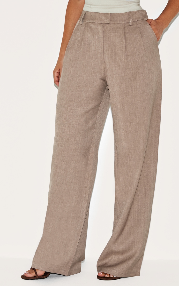 Petite Taupe Wide Leg Tailored Pants image 1