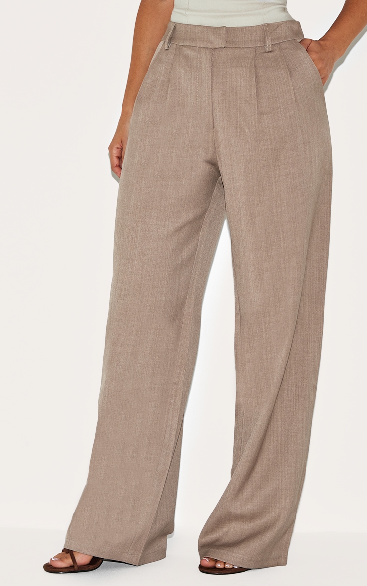 Petite Taupe Wide Leg Tailored Pants image 2