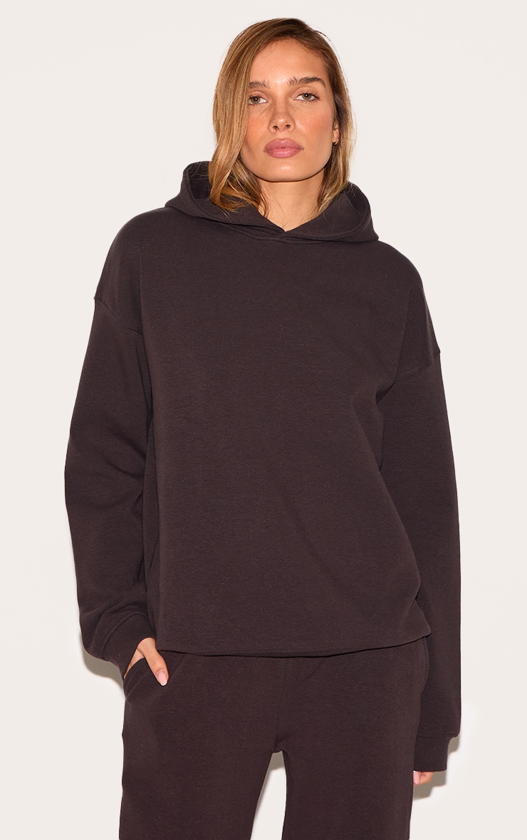 Espresso Premium Interlock Oversized Hoodie image 1