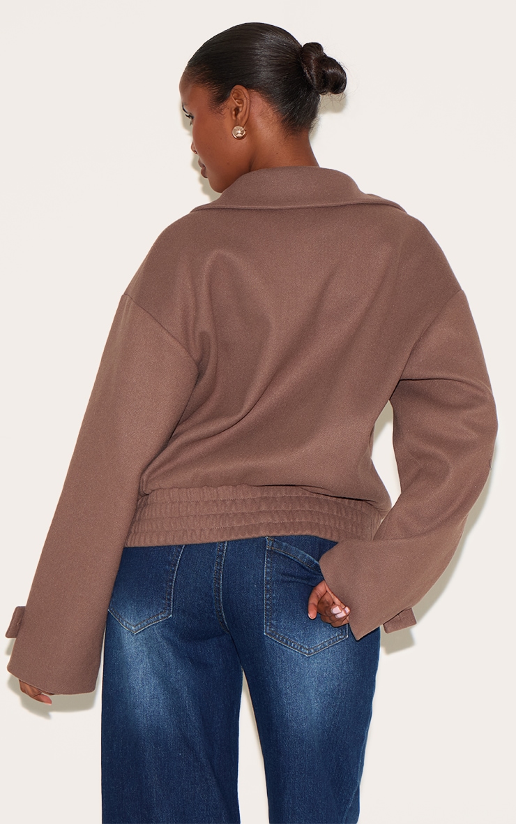 Blouson bomber boutonné en effet laine champignon image 2