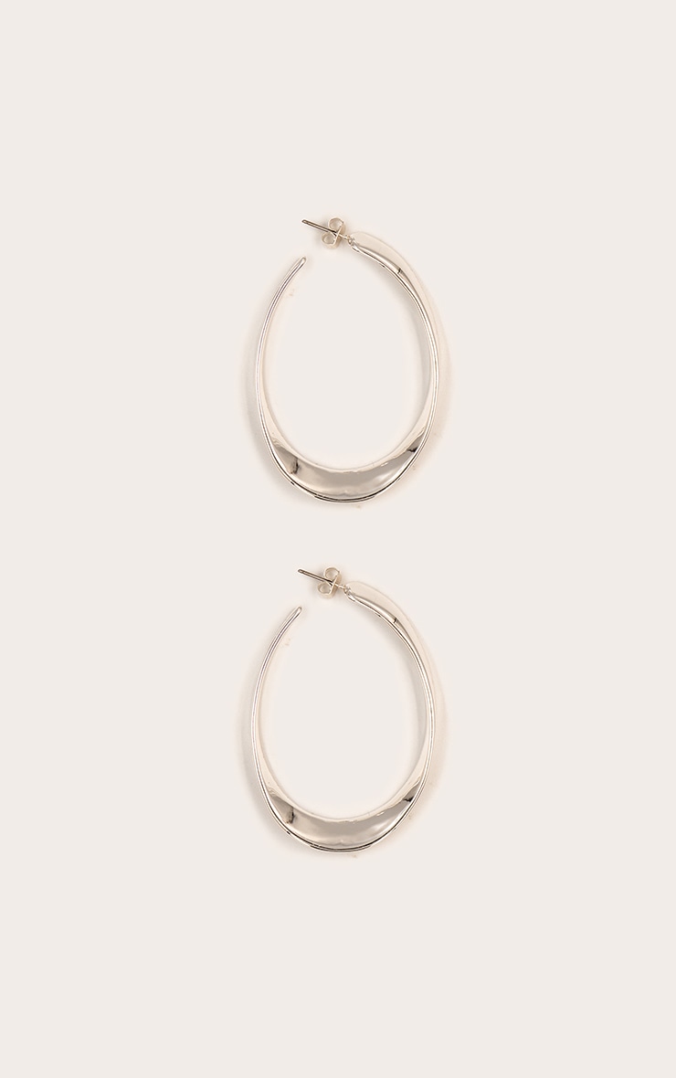 Silver Smooth Cuffed Hoop Earrings image 3