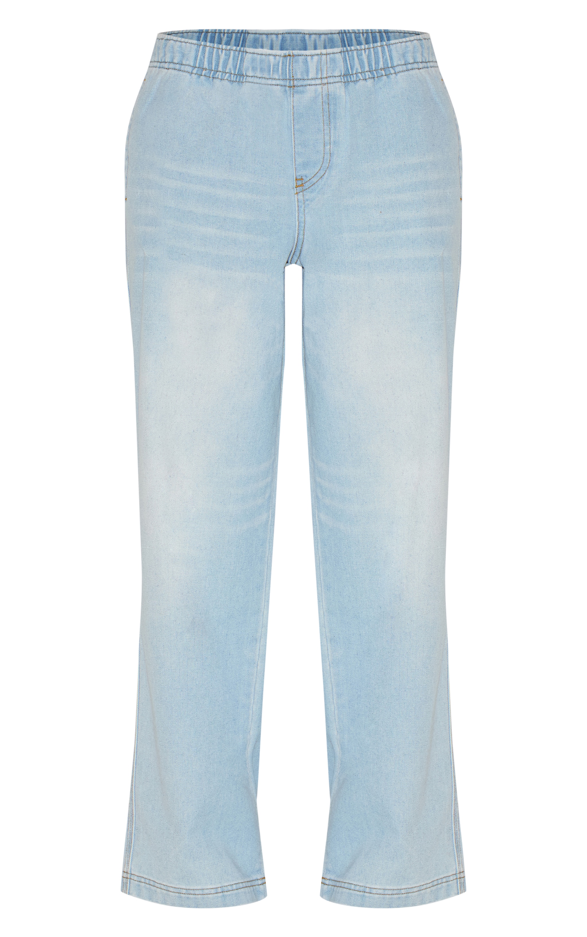 Light Blue Wash Elasticated Waistband Wide Leg Jeans image 5