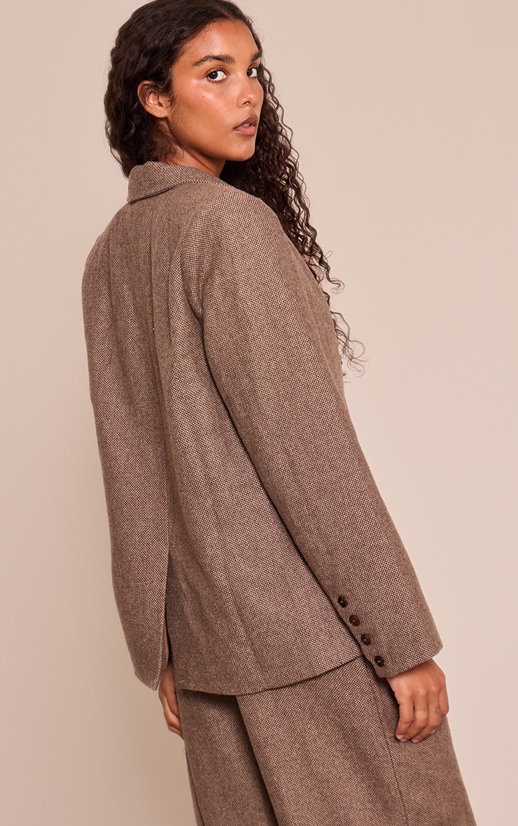Brown Dogtooth Brushed Tailored Blazer image 2