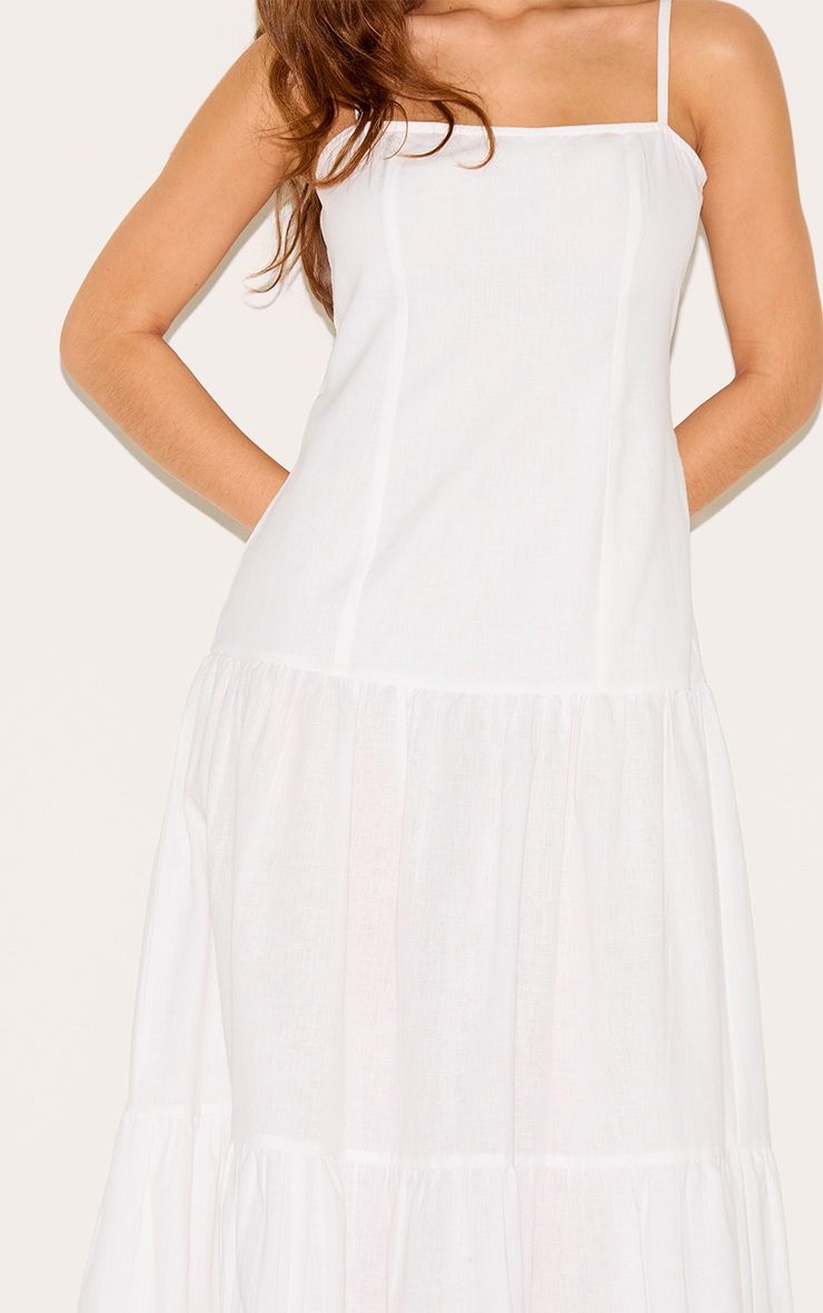 White Corset Dropped Waist Maxi Dress image 4