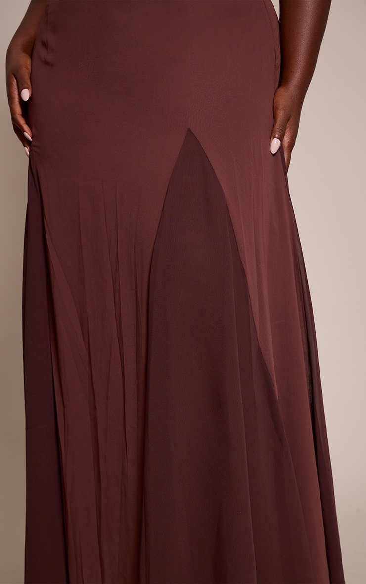 Plus Chocolate Bandeau Godet Midaxi Dress image 4