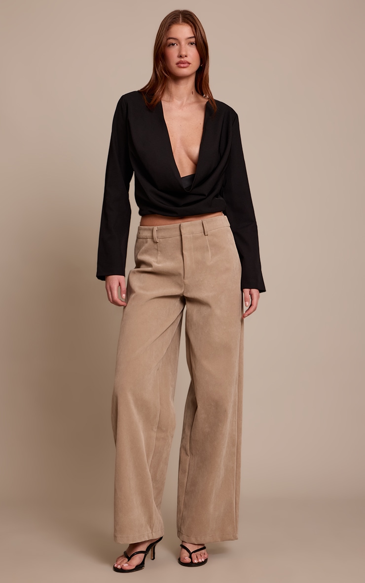 Black Woven Drape Plunge Top  image 3