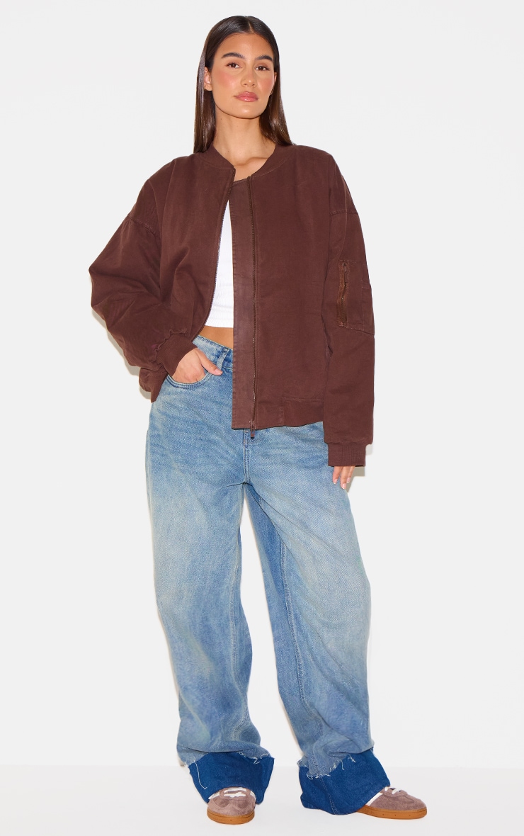 Chocolate Classic Oversized Bomber Jacket image 3