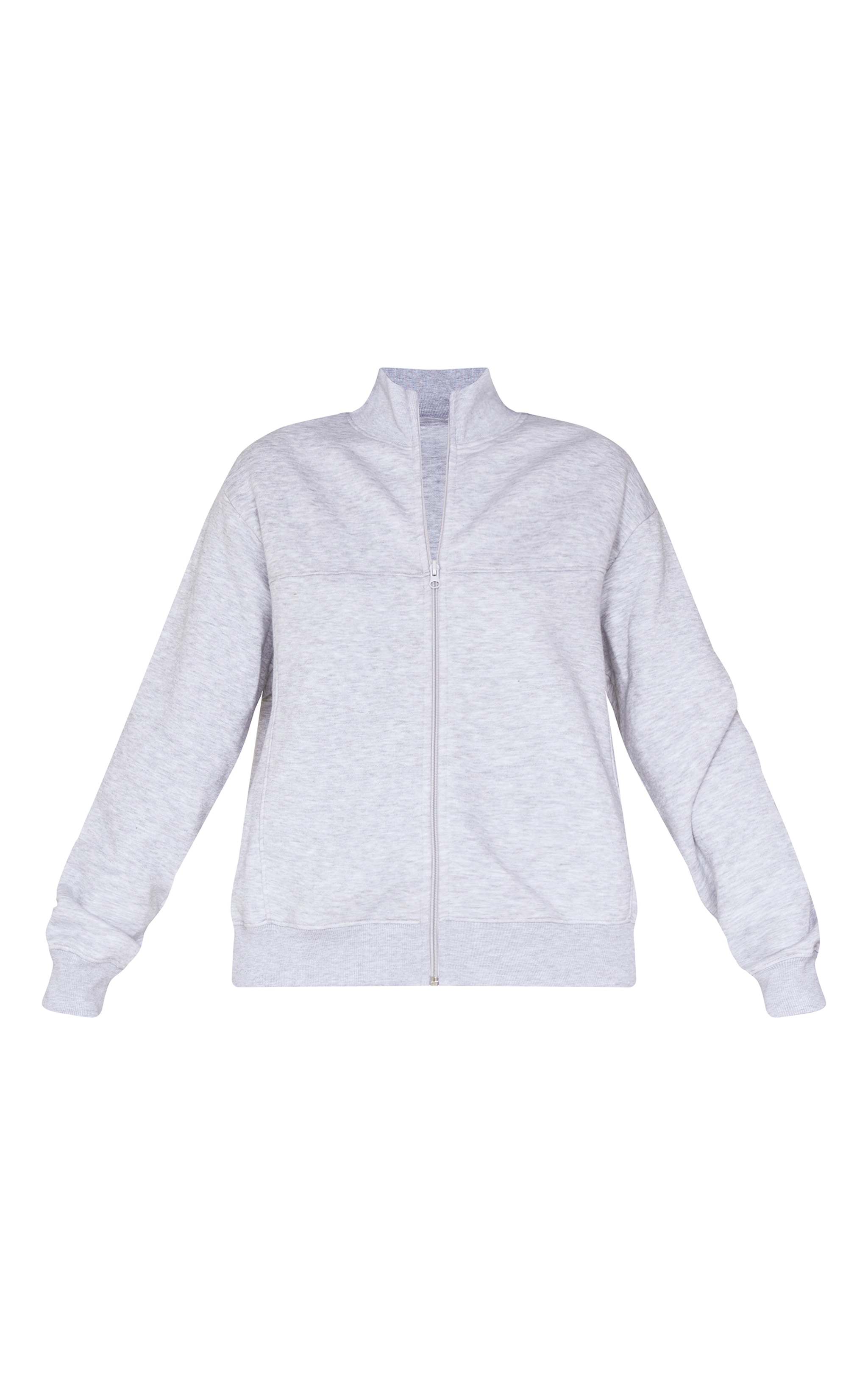 Ash Grey Seam Detailed Zip Up Sweatshirt image 5