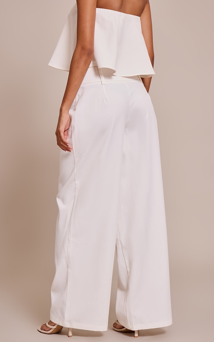 White Tailored Woven Pleated Wide Leg Pant image 3