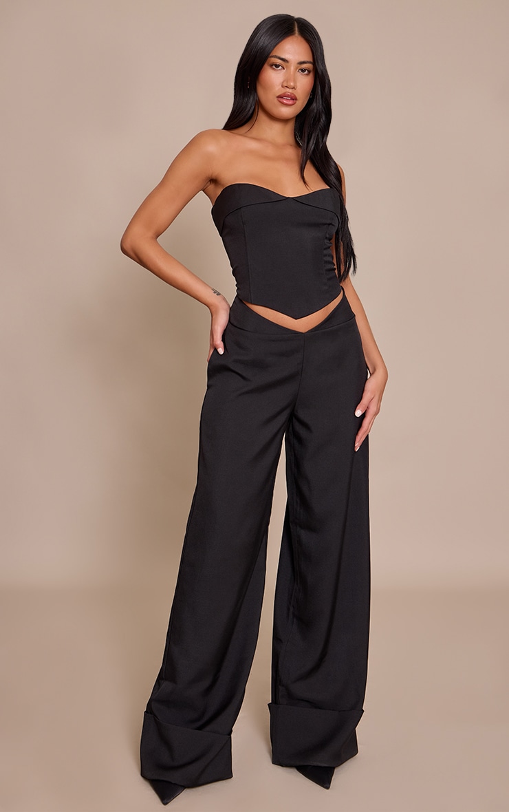 Black Tailored Foldover Bust Bandeau Top image 3