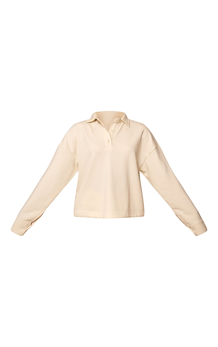 Sweat oversize doublé crème à col polo image 5