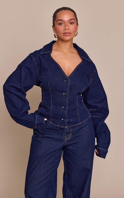 Shape Veste ajustée en jean indigo à décolleté