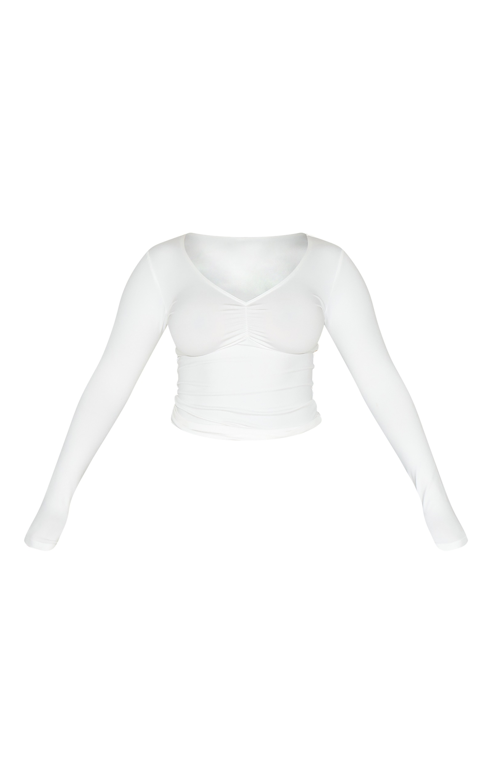 Shape White Sculpt Ruched Bust Long Sleeve Top | Shape | PLT