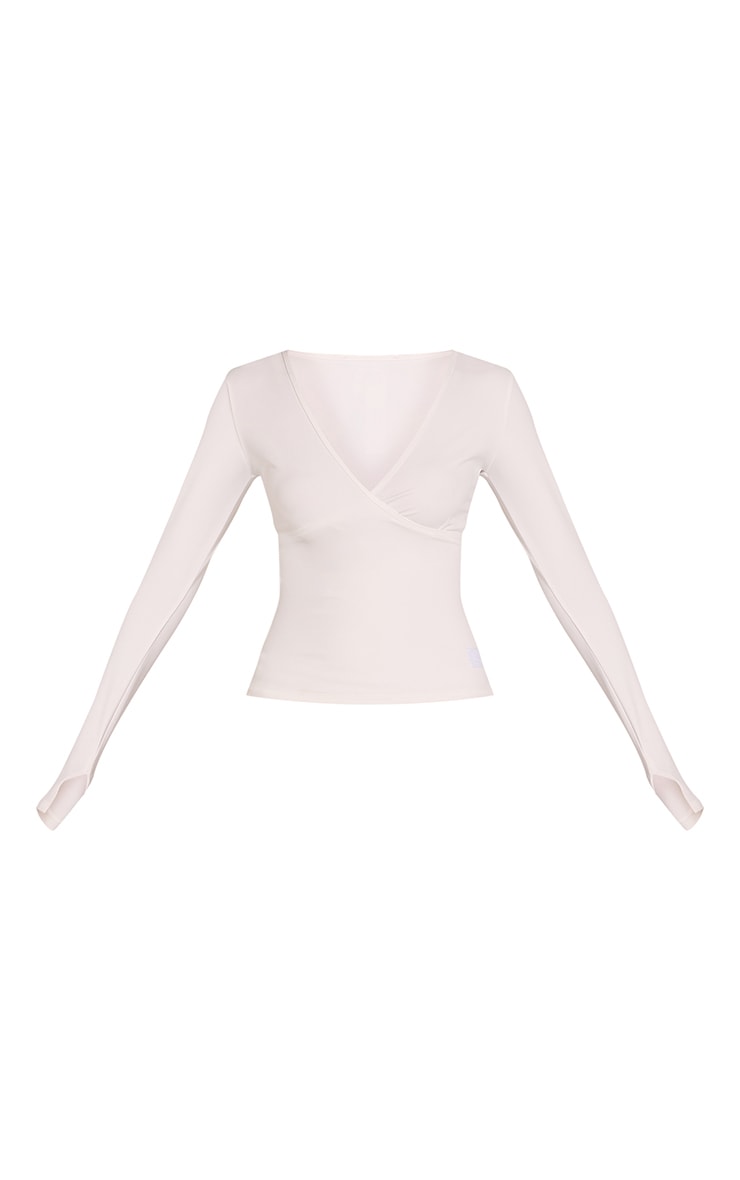 Top de sport cache-coeur long en Sculpt blanc à étiquette PLT image 5