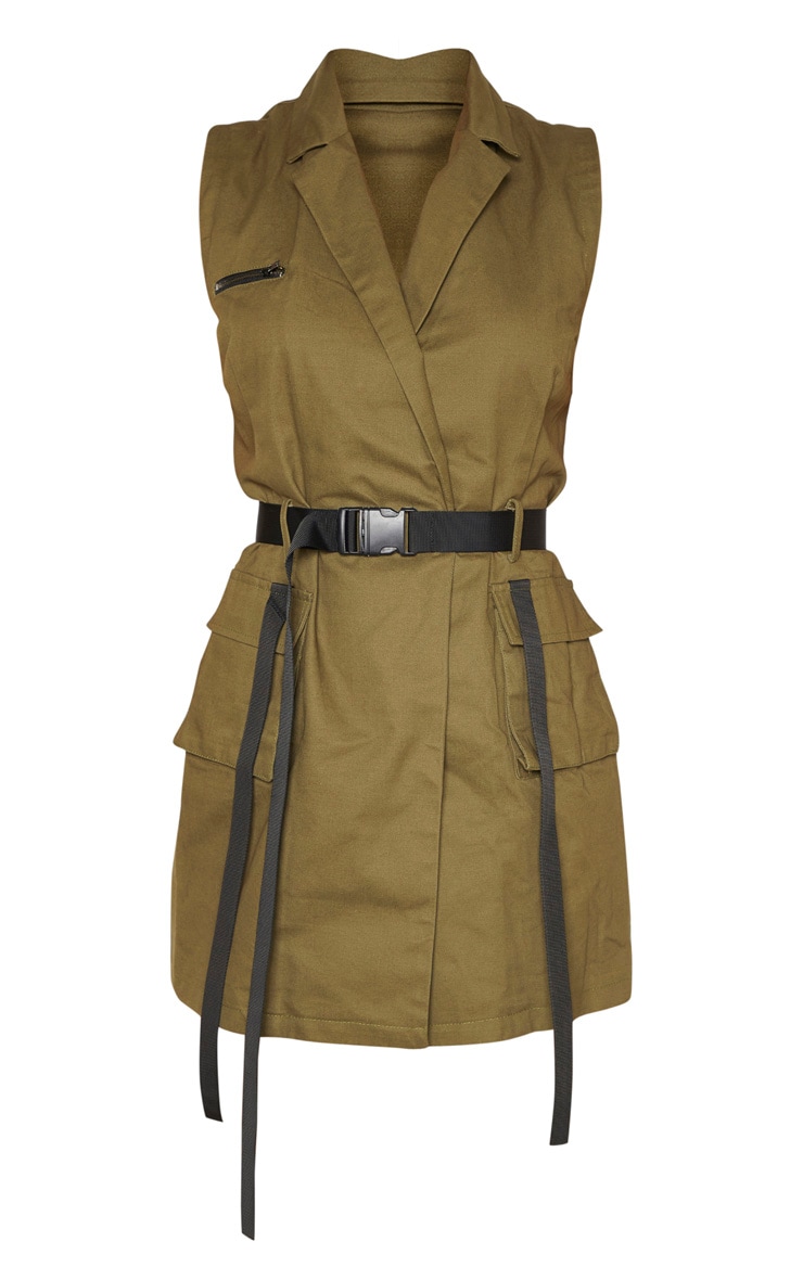 Khaki Sleeveless Utility Bodycon Dress PrettyLittleThing IE