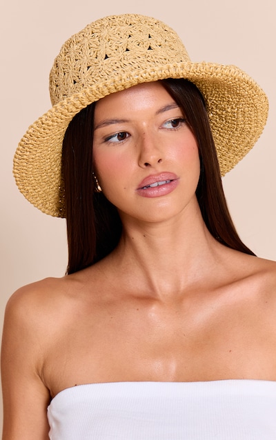Natural Raffia Floral Weave Sun Hat