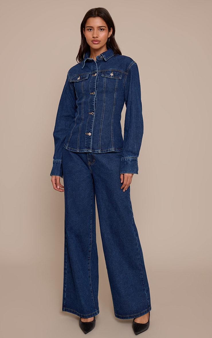 Tall Dark Indigo High Waisted Wide Leg Jeans