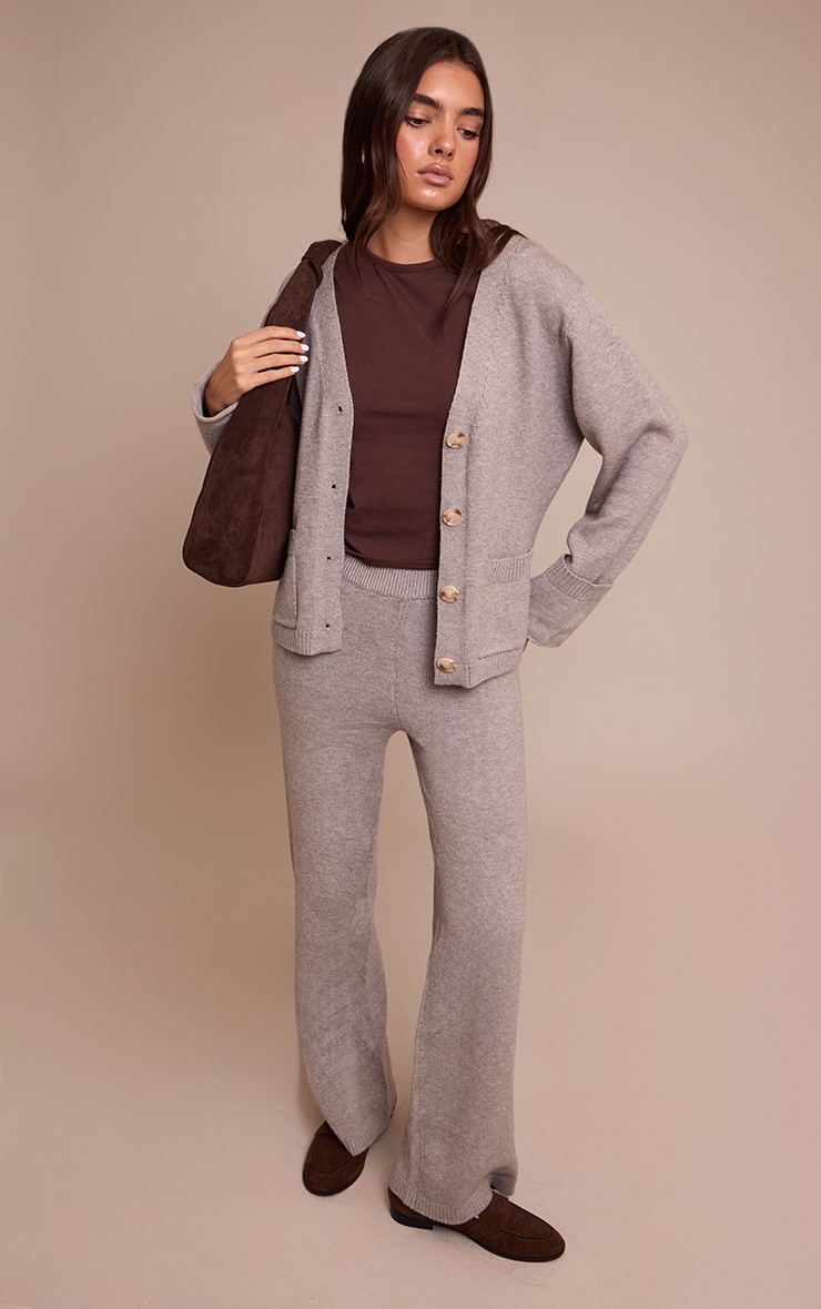 Soft Grey Wide leg Knit Pant image 1