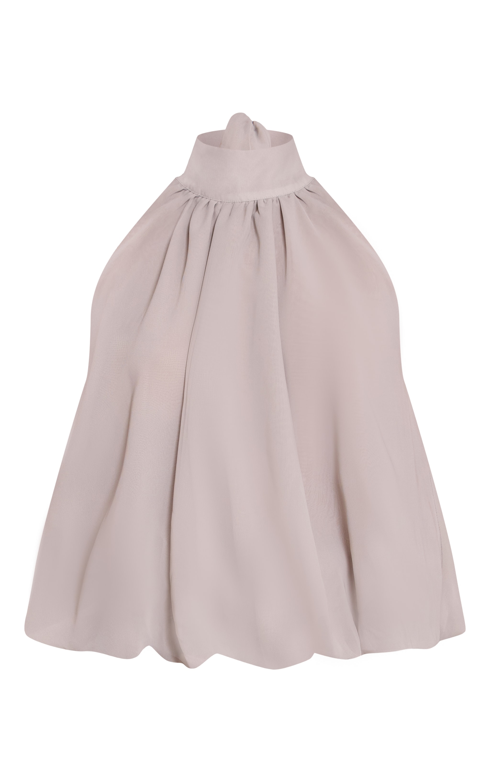 Grey Chiffon Bubble Hem Top image 5